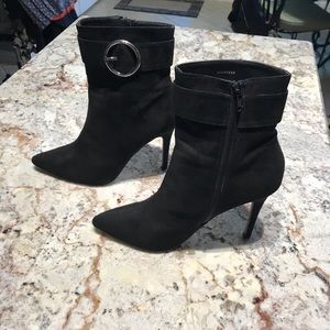 *SOLD* Silver buckle Faux suede booties